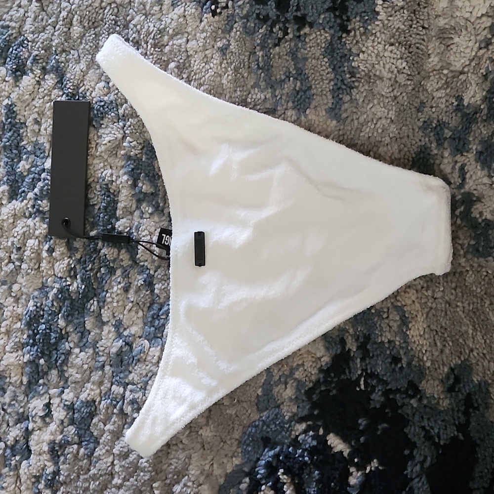 White terry cloth cheeky Bathing suit bottom - Picture 4 of 5